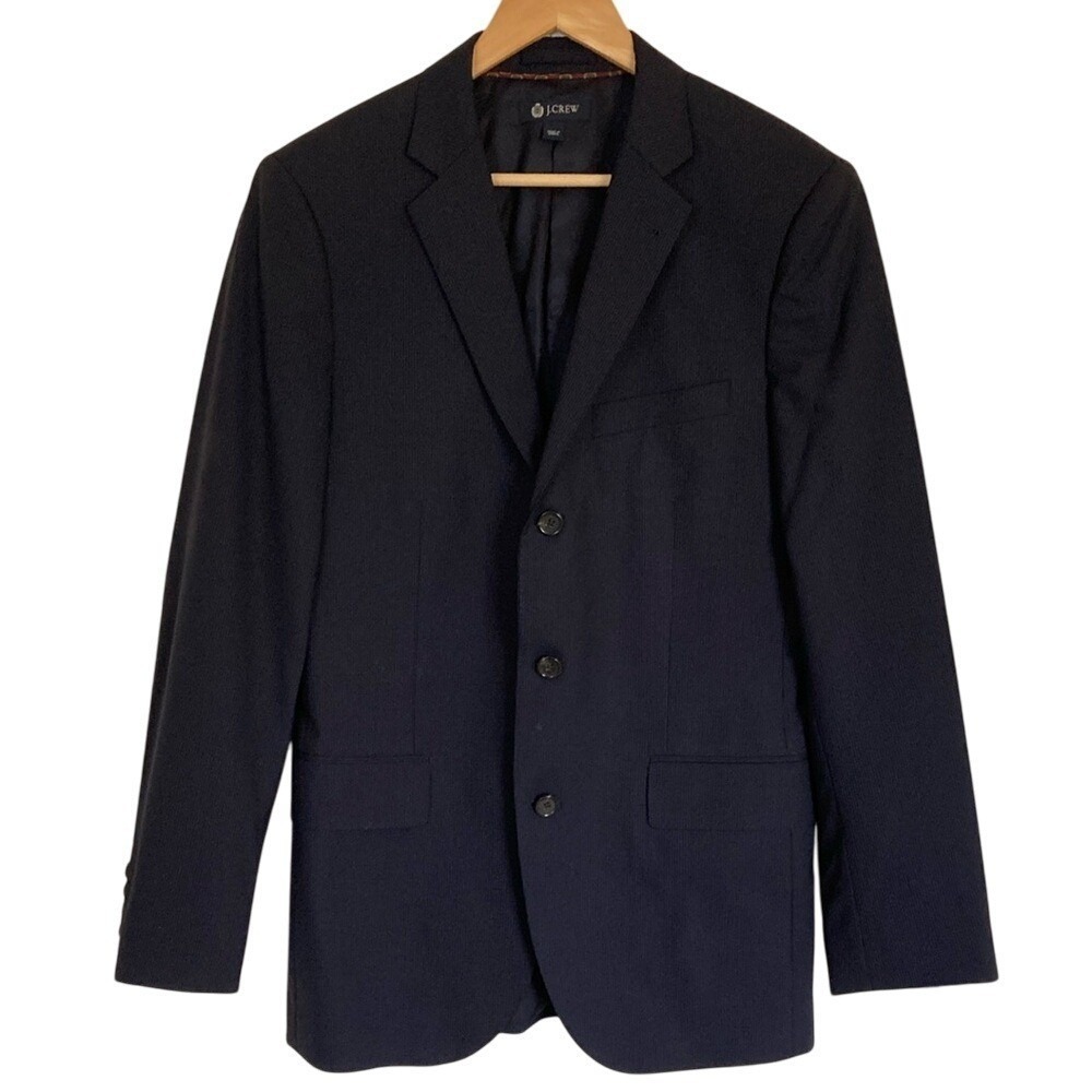 J. Crew Men's Alridge Wool‎ Blazer Jacket Navy Pinstripe Size 38R 3 Button